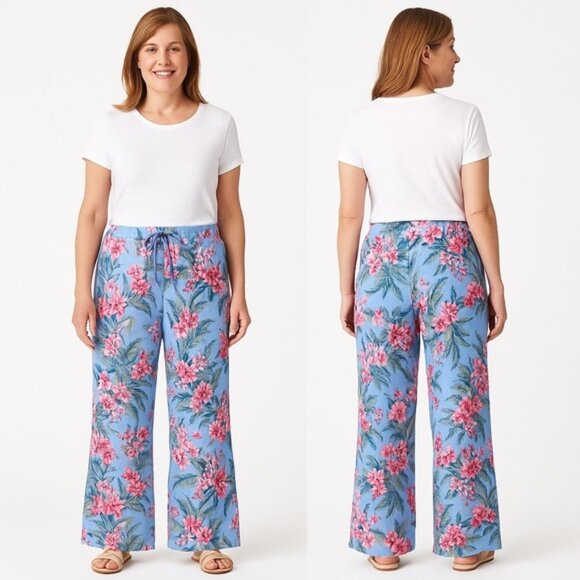 Tommy Bahama Madeira Blooms 100% Linen Easy Pants - Picture 1 of 7